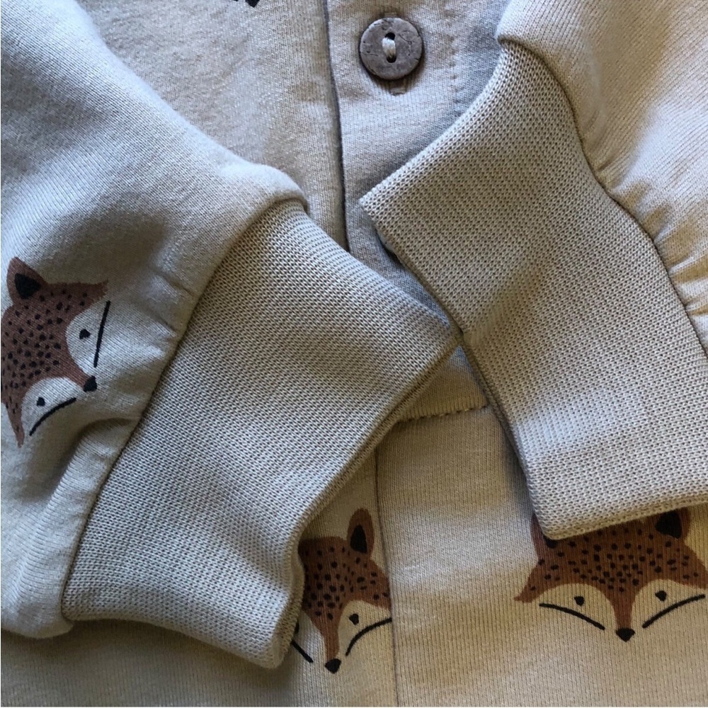 NWT Quincy Mae Relaxed Fleece Jumpsuit || Foxes || Sand - Picture 2 of 6